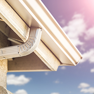 close up of off-white k-style gutters